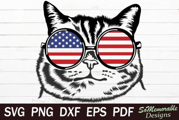 American Cat Embroidery Design