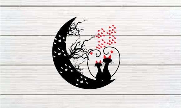 Cat Moon Design Silhouette