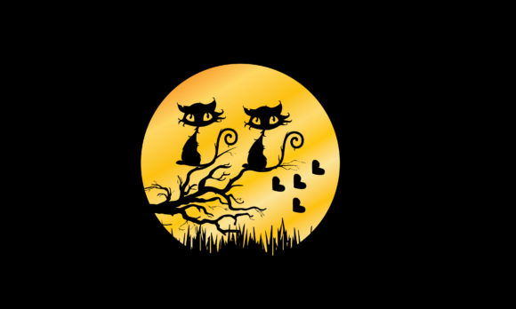 Cute Cat Moon Design